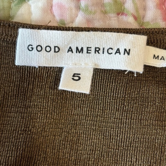 NWT Good American Long Sleeve Front Knot Blouse Shirt Mocha Brown Sz 5 (2X) - Picture 2 of 7